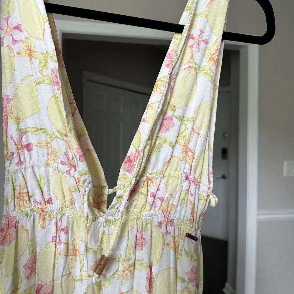 Maaji Eva Maxi Dress in Lemonade Women’s Long Yellow Pink Tropical Print Sz S - Picture 13 of 14